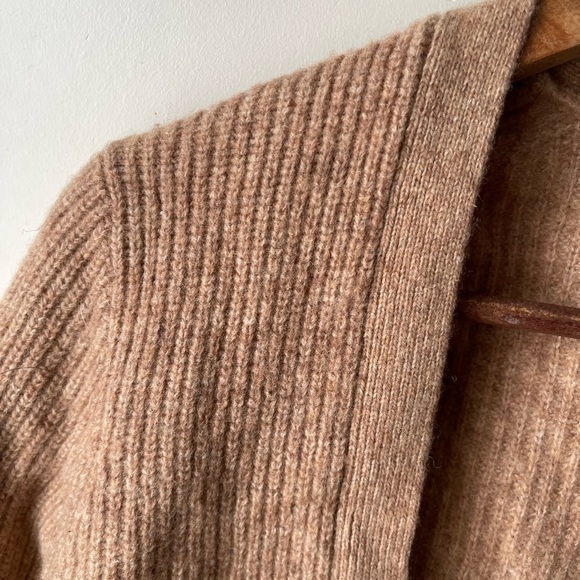 J Crew Factory cardigan sweater womens tan brown lambswool blend small - Picture 9 of 10